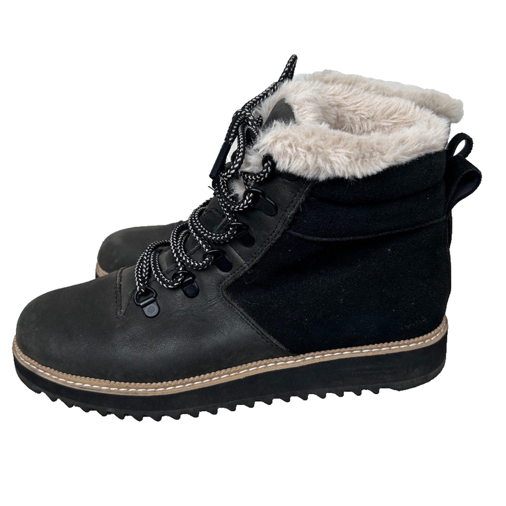 Toms Black Ankle Boots with Cream Lining